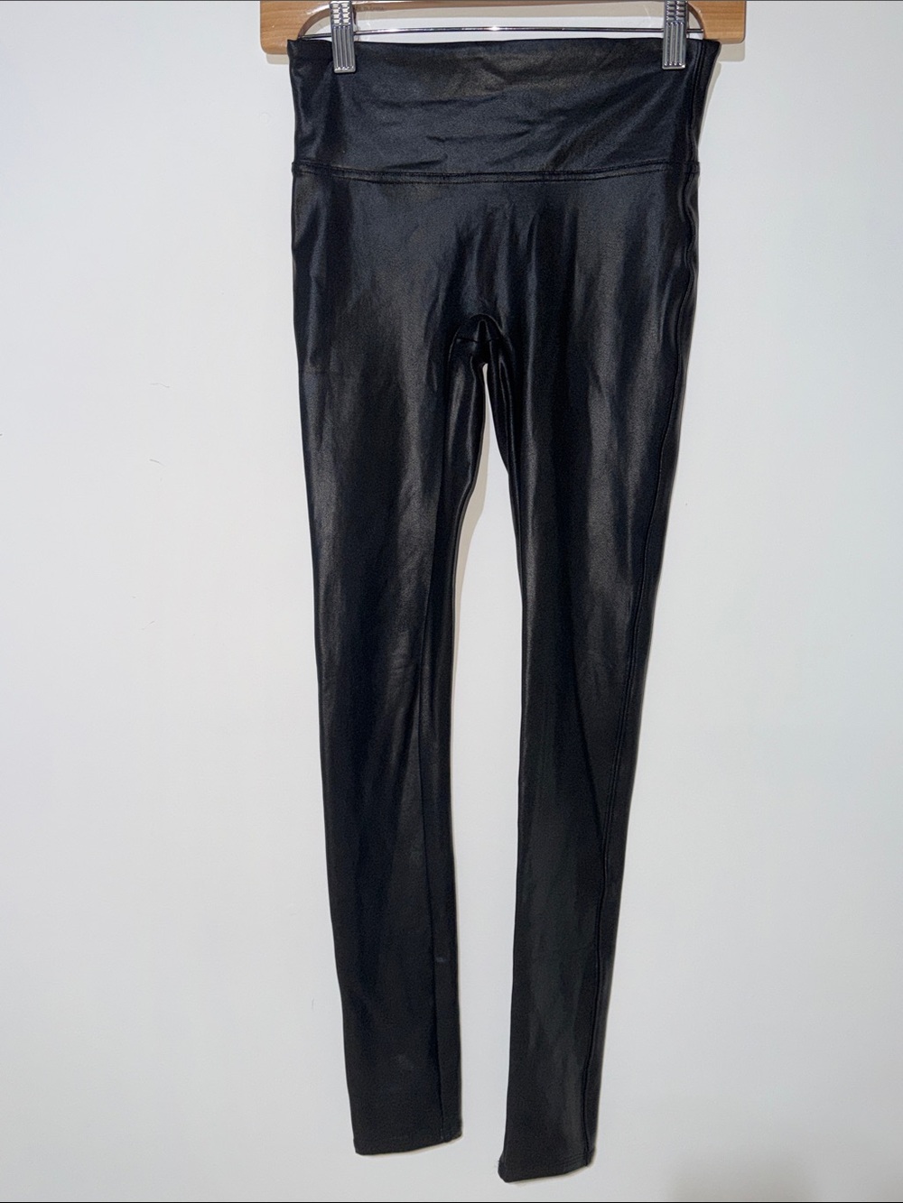 SPANX Black Faux Leather High-Waist leggings size small